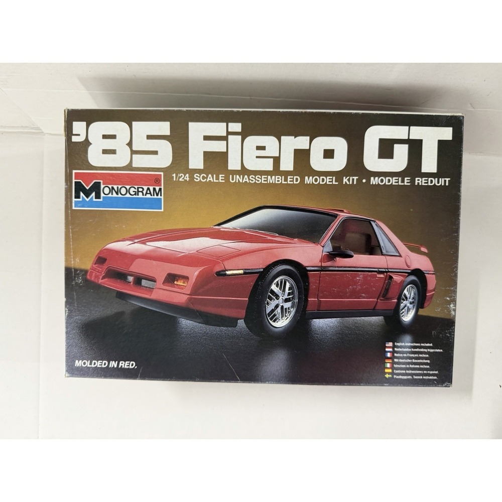 Vintage Monogram 85 Fiero GT 1/24 Scale Model Kit Open Box As Is